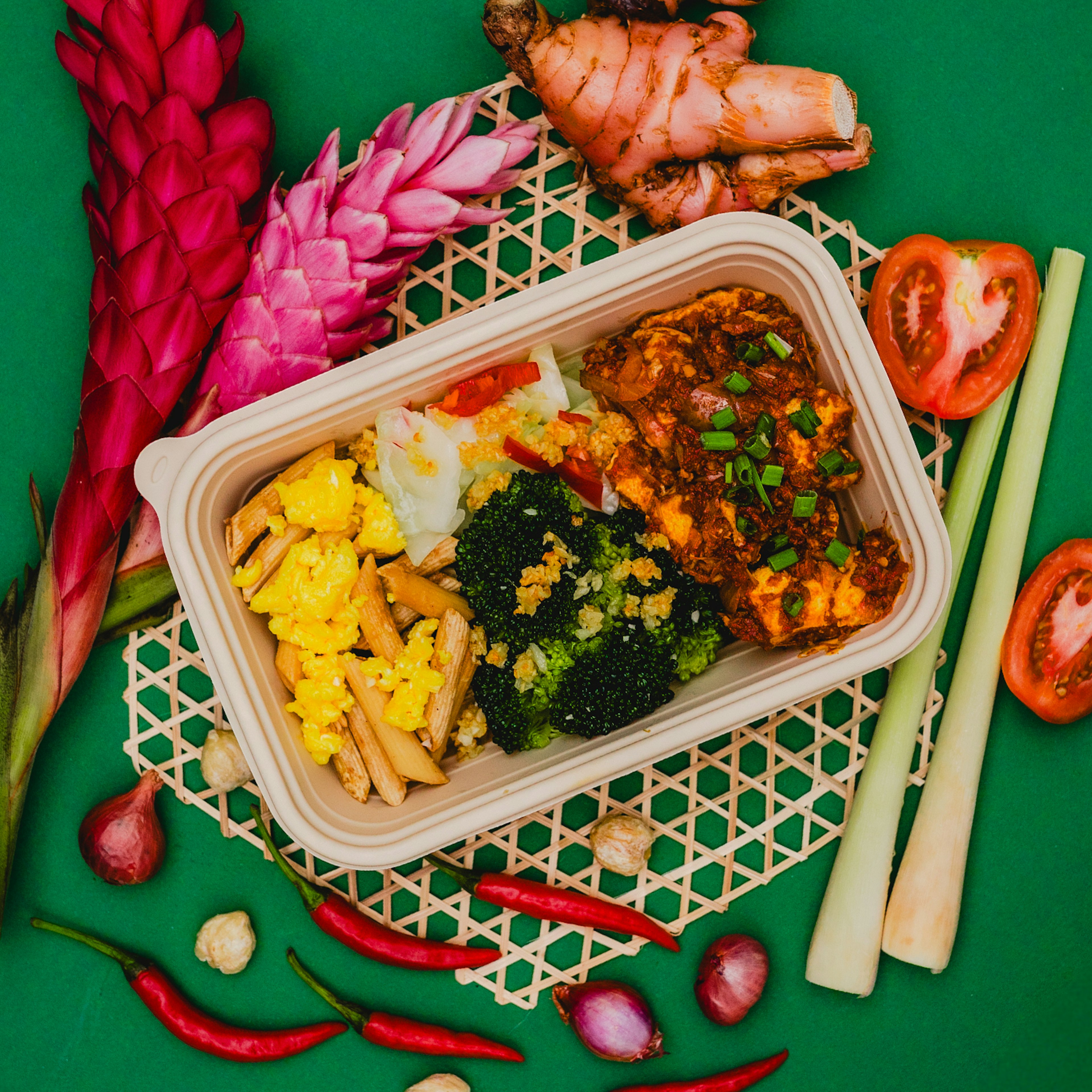 Ayam-my Masak Merah (Small Brown & Red Rice) - 394 cal